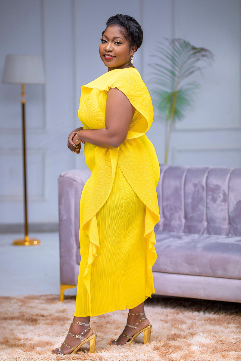 Alora Ruffle-Overlay Sleeve Dress