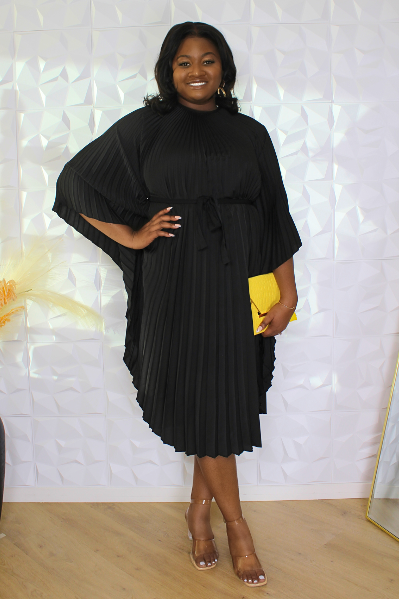 Naia Pleated Batwing Dress