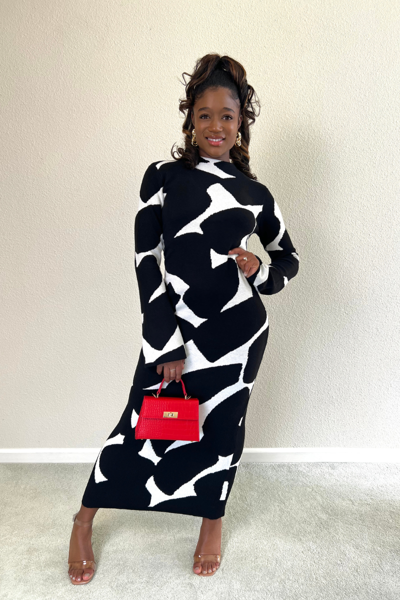 Making Moooves Black & White Knit Dress