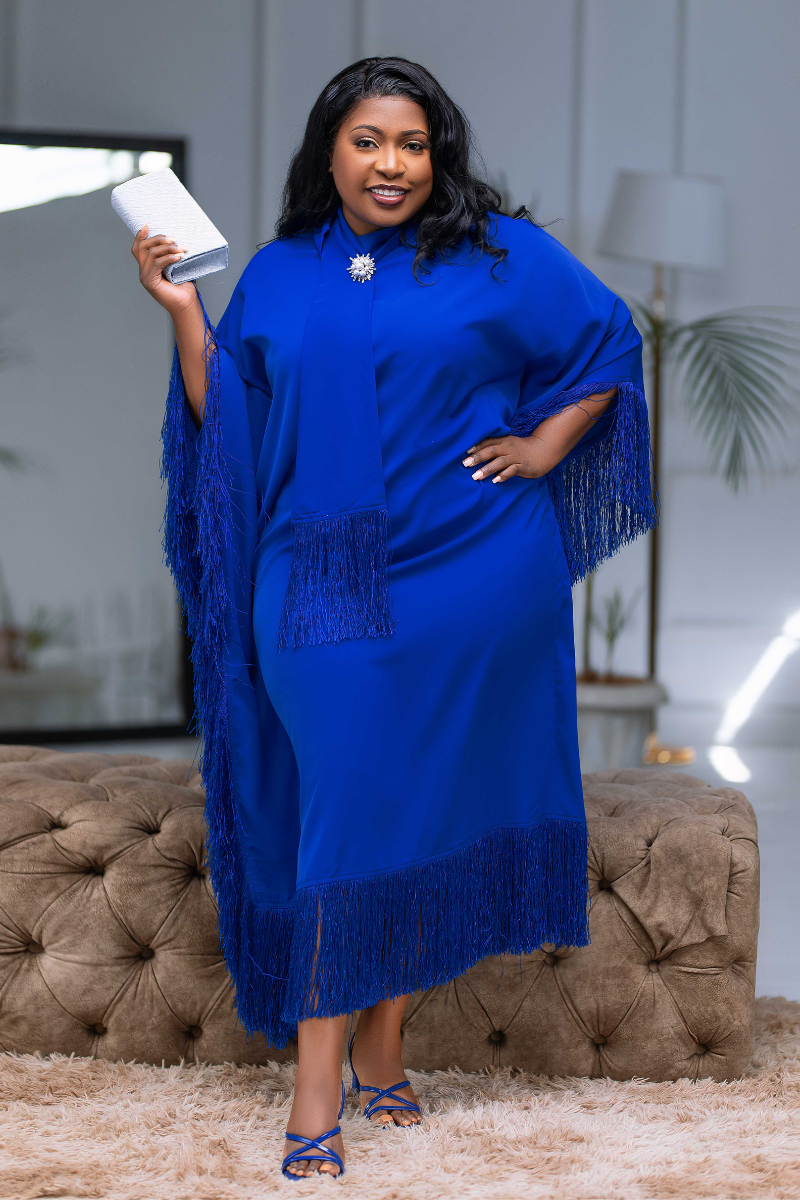 Sabina High Neck Fringe Dress