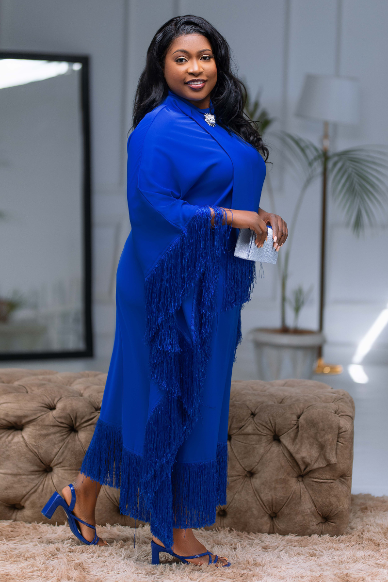Sabina High Neck Fringe Dress