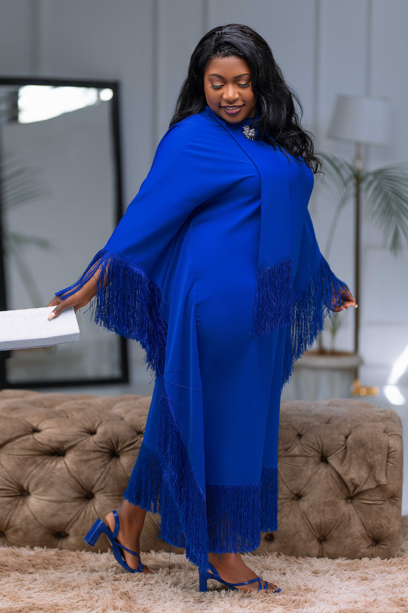 Sabina High Neck Fringe Dress