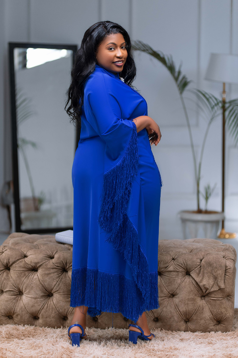 Sabina High Neck Fringe Dress