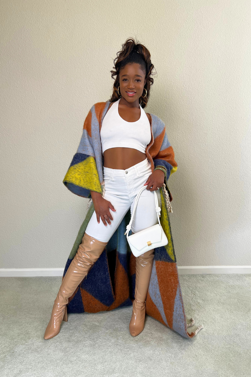 Rich Auntie Vibes Kimono (Blue & Yellow)
