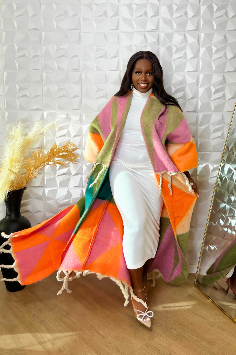 Rich Auntie Vibes Kimono (Pink & Green)