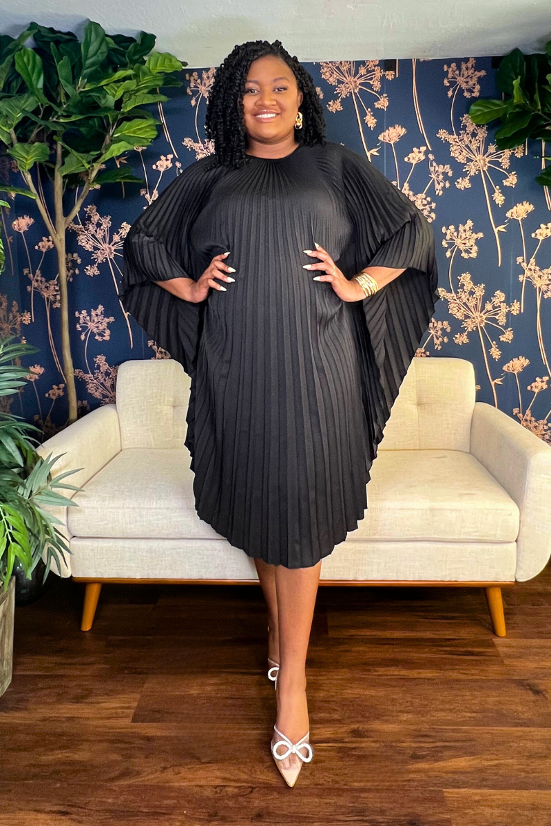 Naia Pleated Batwing Dress
