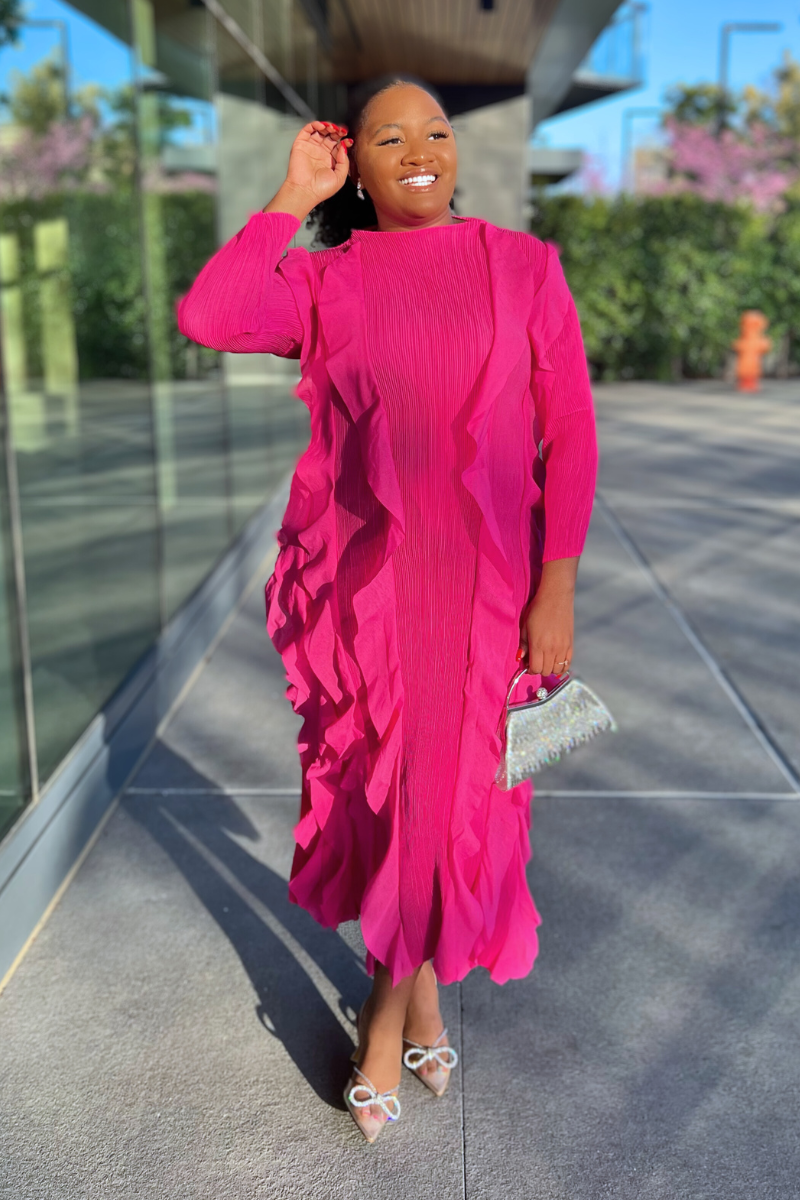 Vivica Pink Ruffle Dress