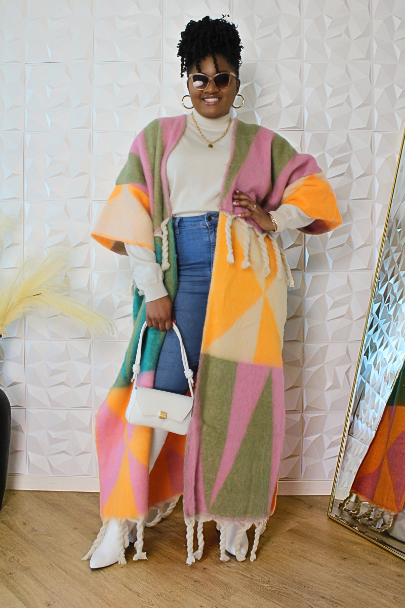 Rich Auntie Vibes Kimono (Pink & Green)