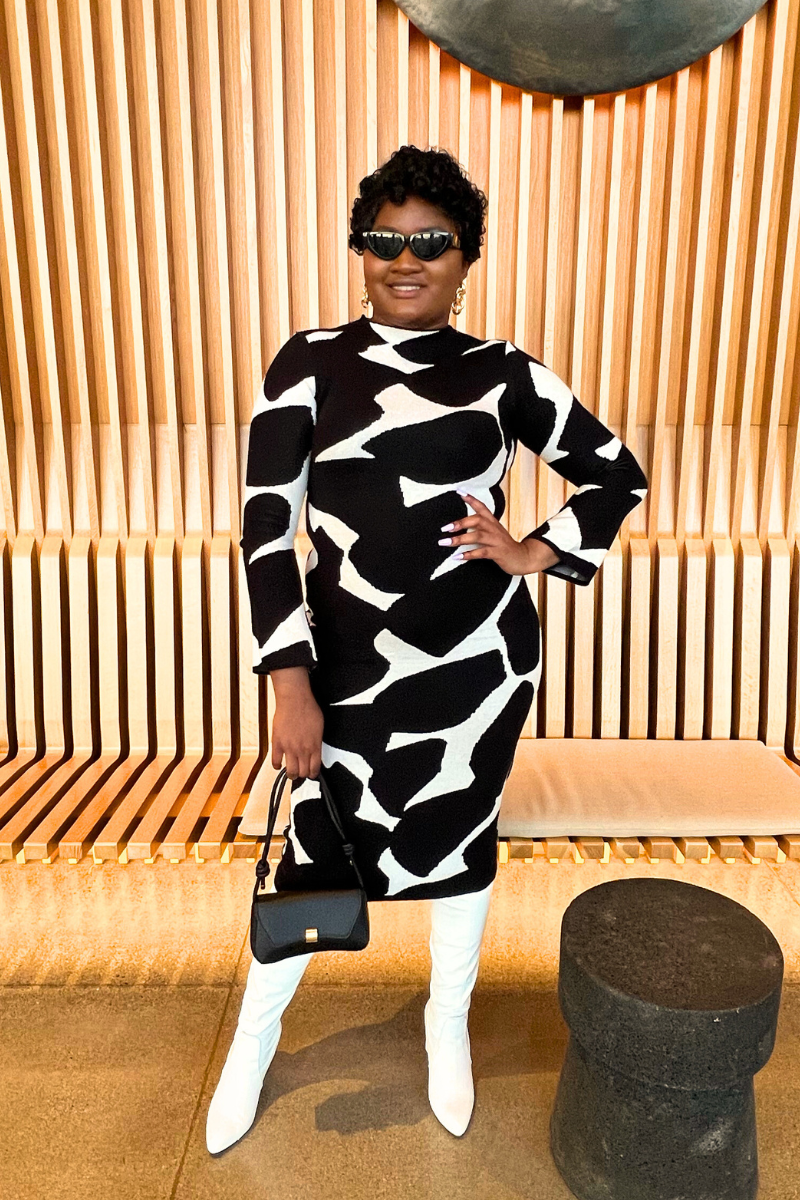 Making Moooves Black & White Knit Dress