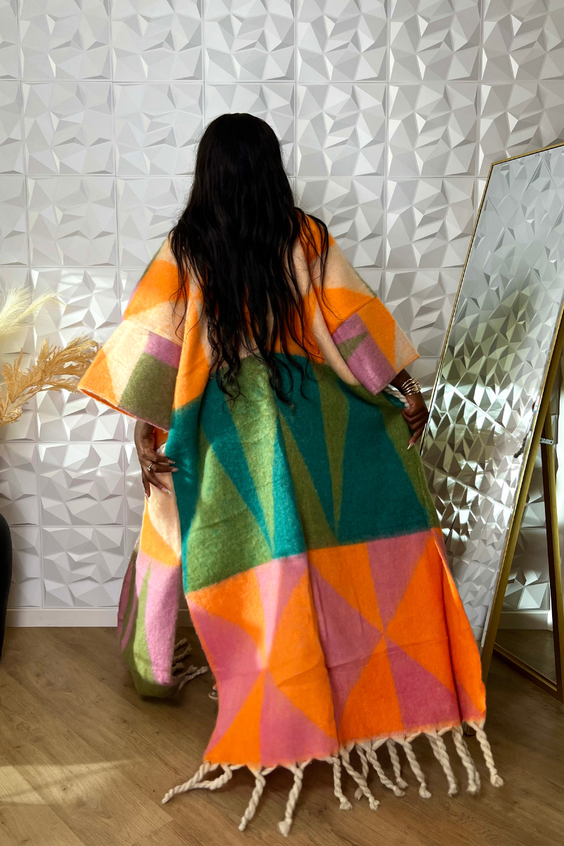 Rich Auntie Vibes Kimono (Pink & Green)