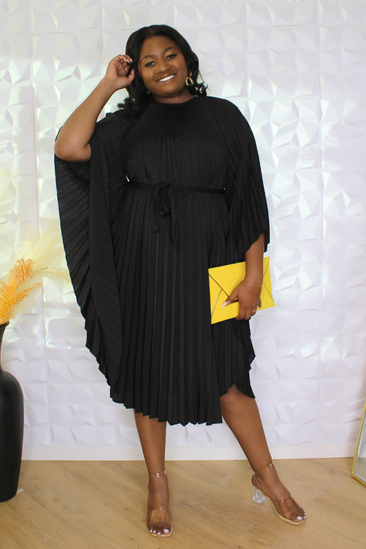 Naia Pleated Batwing Dress