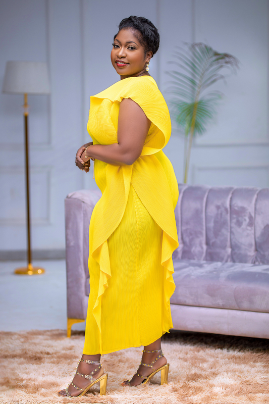 Alora Ruffle-Overlay Sleeve Dress