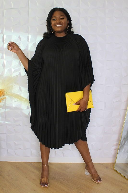 Naia Pleated Batwing Dress