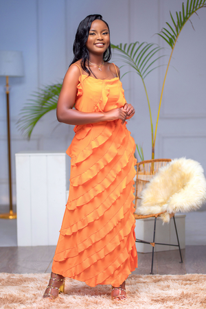 Nova Orange Ruffle Dress