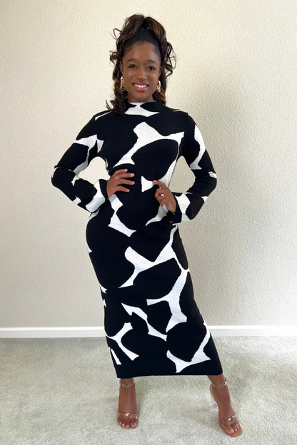Making Moooves Black & White Knit Dress