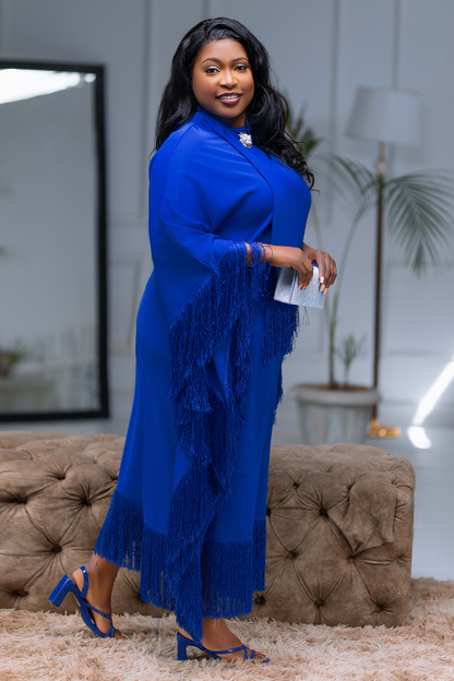 Sabina High Neck Fringe Dress