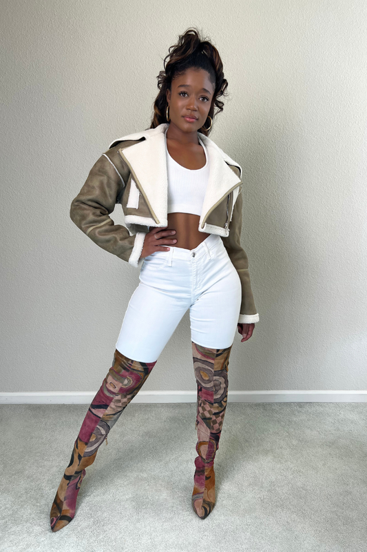 Olive Jetsetter Cropped Jacket
