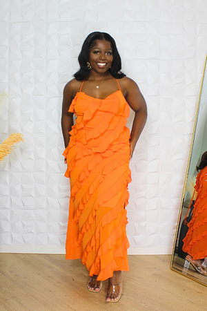 Nova Orange Ruffle Dress