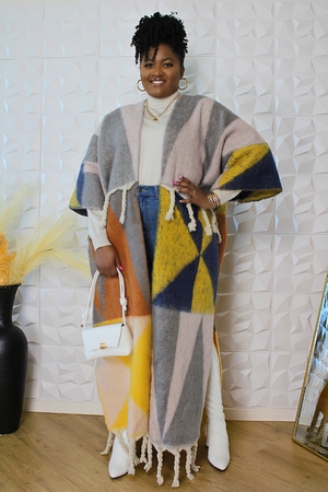 Rich Auntie Vibes Kimono (Grey & Yellow)
