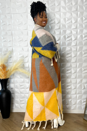 Rich Auntie Vibes Kimono (Grey & Yellow)